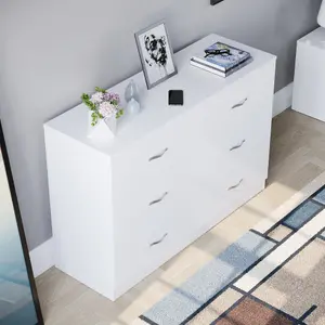 Vida Designs Riano White 6 Drawer Chest (H)800mm (W)1200mm (D)400mm