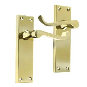 Door Handles Scroll Lever Internal Latch - Brass Pack Hinges 150 x 40mm