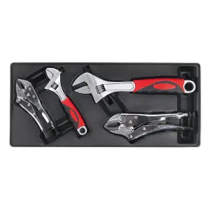 Sealey Tool Tray With Locking Pliers & Adjustable Wrench Set 4 Pieces TBT04