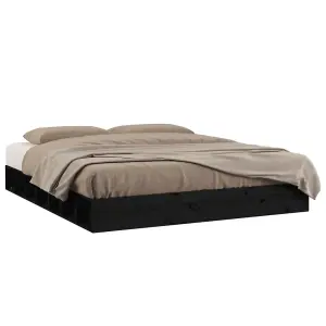 Berkfield Bed Frame Black 120x200 cm Solid Wood