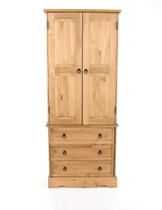 Core Products Premium Corona 2 door, 3 drawer wardrobe, antique waxed pine