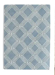 Blue Geometric Wool Handmade , Luxurious , Modern Rug for Living Room and Bedroom-200cm X 290cm