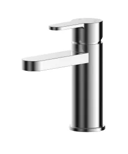 Round Mini Mono Basin Mixer Bathroom Sink Tap & Push Button Waste - Chrome