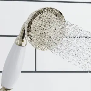 ENKI Traditional English Gold White Brass White Handheld Shower Head & Hose EO016