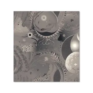 Abstract Moon Shapes Premium Glass Kitchen Splashback W600mm x H650mm