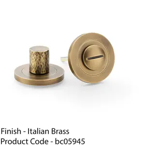 Modern Hammered Thumbturn & Release Lock - Italian Brass - Bathroom Door WC