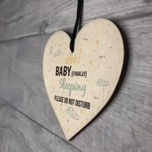 Red Ocean Baby Sleeping Hanging Heart Baby Son Daughter Bedroom Plaque Do Not Disturb Door Sign New Born Christening Gift