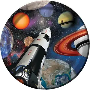 Creative Party Paper Outer Space Disposable Plates (Pack of 8) Multicoloured (One Size)