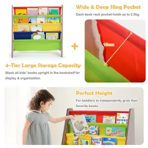 Costway 4 Tier Kids Bookshelf Magazine Rack Baby Book Storage Display Organizer Holder