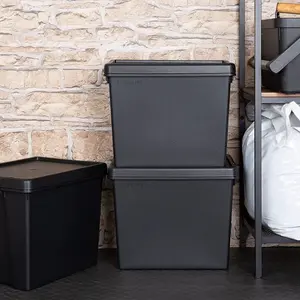 Black recycled plastic 24L Storage Box