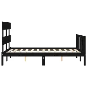 Berkfield Bed Frame with Headboard Black 120x200 cm Solid Wood