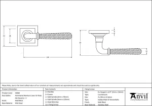 From The Anvil Matt Black Hammered Newbury Lever on Rose Set (Square) - Unsprung