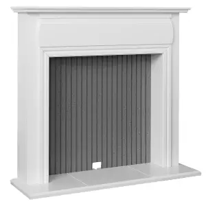 Adam Florence Stove Fireplace in Pure White & Grey, 48 Inch