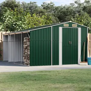 Breban Garden Shed 277 x 365.5 x 179 cm Galvanised Steel Green