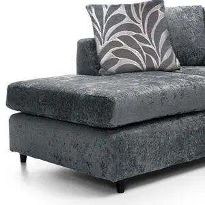 Zina Grey Chenille L Shaped 3 to 4 Seater Corner Sofa Scatter Back - Left Hand Facing