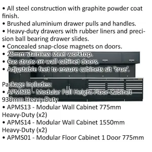 5.6m Heavy-Duty Modular Garage Storage System with Steel Cabinets for Workshop Organization