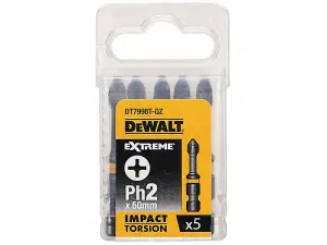 5 x Dewalt DT7998T-QZ Impact Torsion Bits PH2 x 50mm DEWDT7998TQZ