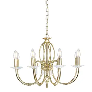 Elstead Aegean 8 Light Chandelier Polished Brass Finish, E14