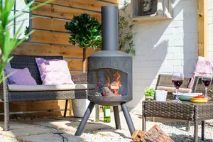 La Hacienda Santana Chimenea Fireplace Firepit Perforated Steel Garden Heater