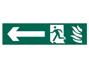 Durable PVC Running Man Arrow Left Safety Sign - 200 x 50mm