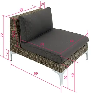 Rattan Garden Furniture Villanova - 3 single chairs, thick seat cushions - Mottled Anthracite