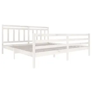 Berkfield Bed Frame White Solid Wood 200x200 cm