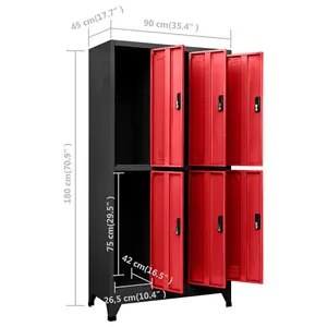 Berkfield Locker Cabinet Anthracite and Red 90x45x180 cm Steel