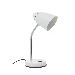 Interiors by Premier Matte White Desk Lamp, Adjustable Living Room Desk Lamp,  Minimalistic Desk Lamp for Reading & Writing