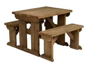 Arbor Garden Solutions Picnic Bench and Table Set, Aspen Wooden Patio Furniture (4ft, Rustic brown)