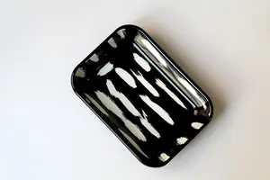 Stripe Collection Enamel Rectangular Serving And Roasting Dish - 21 cm (W) x 14 cm (D) x 4 cm (H)