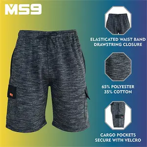 MS9 Mens Cargo Painter Decoration Jogging Fleece Work Shorts Tracksuit Cargo Shorts H15, Charcoal - M