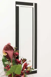 MirrorOutlet Aston Black All Glass Wall Mirror 120 x 40 CM