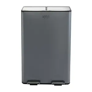 60L Double Compartment Grey Kitchen Bin Rubbish Waste Pedal Bin