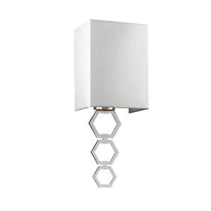 Elstead Ria Small 1 Light Wall Light, Polished Chrome, Ivory Faux Silk Shade