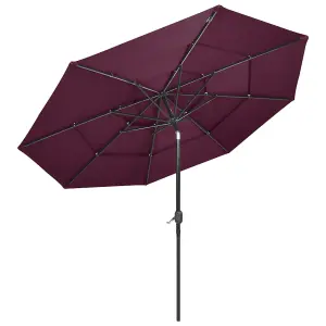 Berkfield 3-Tier Parasol with Aluminium Pole Bordeaux Red 3 m