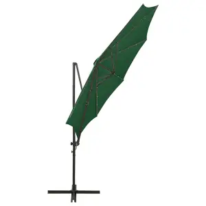 Berkfield Cantilever Umbrella with Pole and LED Lights Green 300 cm