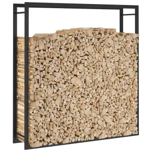 Berkfield Firewood Rack Matt Black 110x28x116 cm Steel