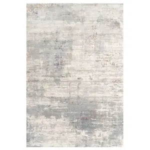 Grey Distressed Multicolour Abstract Area Rug 60x110cm