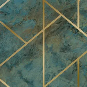 GDUK Geometric Marble Samish Textured Wallpaper, Teal