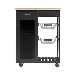 Pavillion Wood Kitchen Cart Black