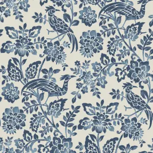 Laura Ashley Dark Seaspray Blue Adain Palace Smooth Wallpaper