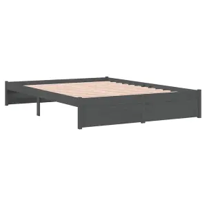 Berkfield Bed Frame Grey Solid Wood 150x200 cm King Size