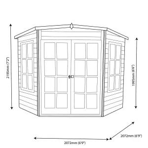 Shire Hampton 7x7 ft Toughened glass & 2 windows Pent Wooden Summer house