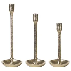 Set of 3 Candle Holders LIWUNG Metal Gold