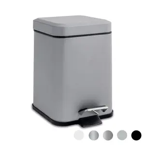 Square Bathroom Pedal Bin - 3 Litre Grey