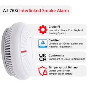 SAFE-TECH Interlinked Smoke Alarm With 10 Years Tamperproof Battery