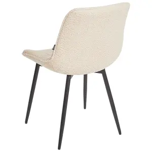 Set of 2 Dining Chairs DUBROVNIK Boucle Light Beige