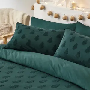 The Linen Yard Tufted Tree Festive 100% Cotton Duvet Cover Set