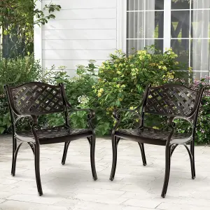 Costway 2 Pcs Cast Aluminum Patio Dining Chairs Heavy Duty Metal Bistro Chairs