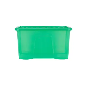 Wham Crystal 5x 60L Plastic Storage Boxes with Lids. Large Size, Strong . Made in the UK Tint Leprechaun Green